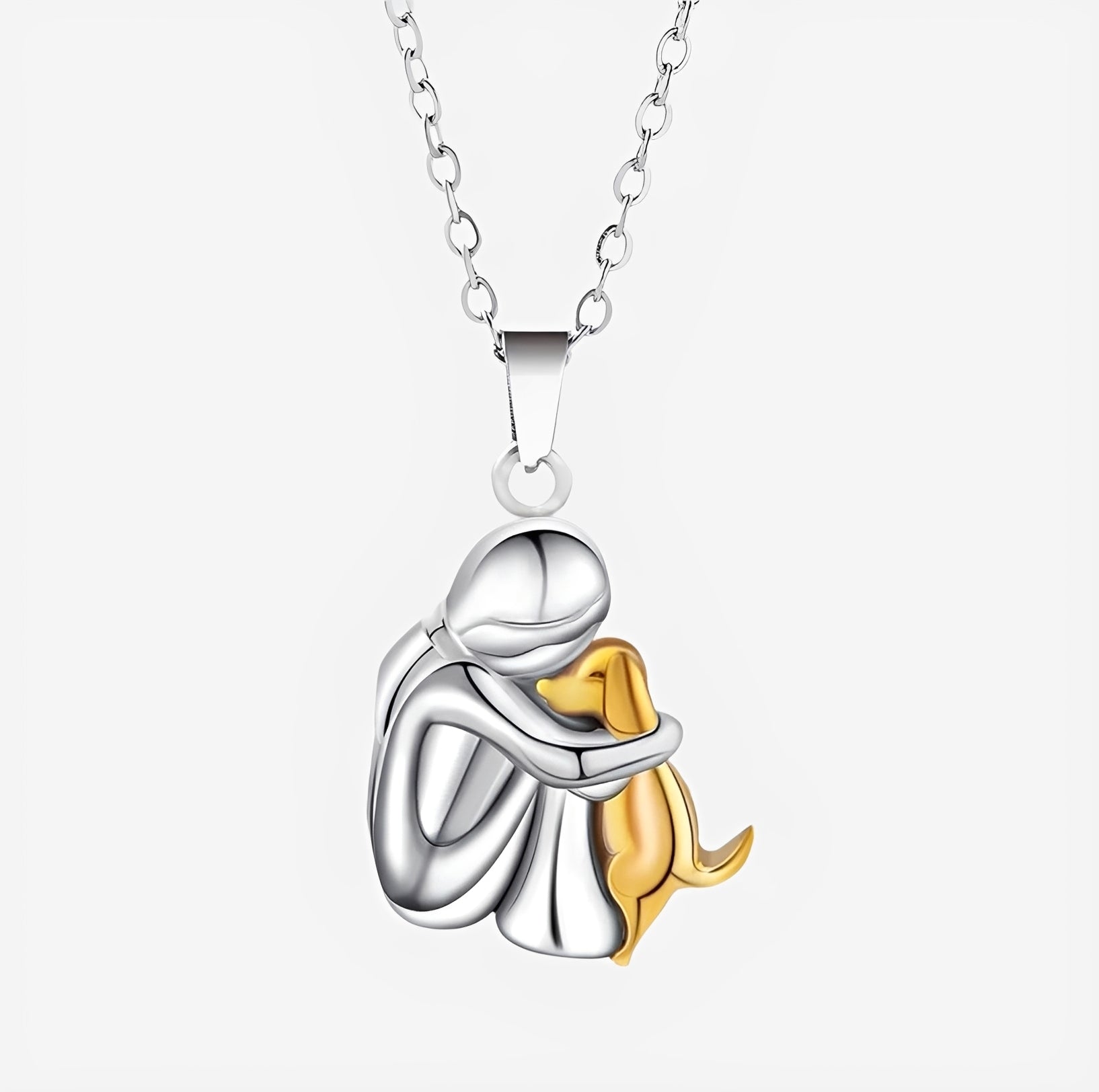 Miwa – Collar con niña pequeña y perro en abrazo