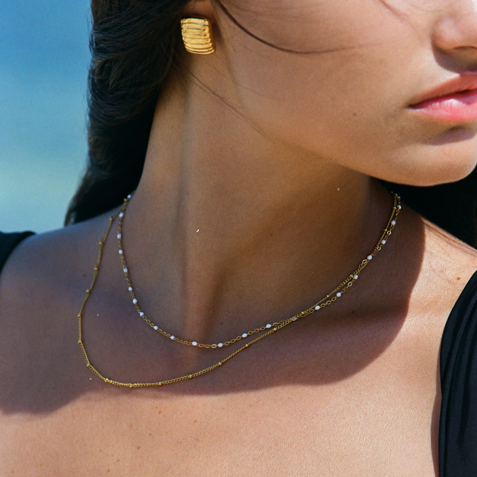 Aveline – Collar doble con perlas de oro y esmalte