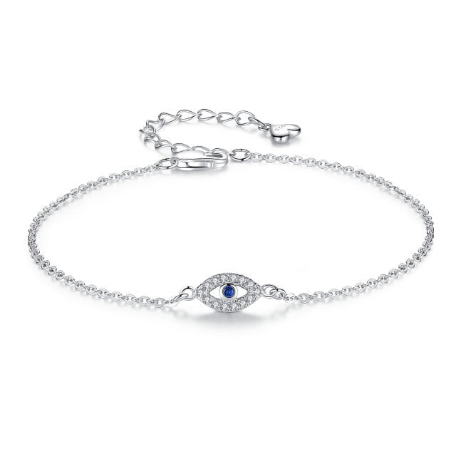 Thalassa – Pulsera Plateada con Ojo Protector Azul