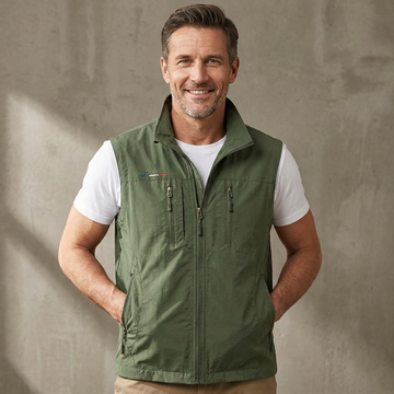 Abrigo/ Chaleco para Hombre con Bolsillos Volumen Colgante y Cierre Frontal de Cremallera