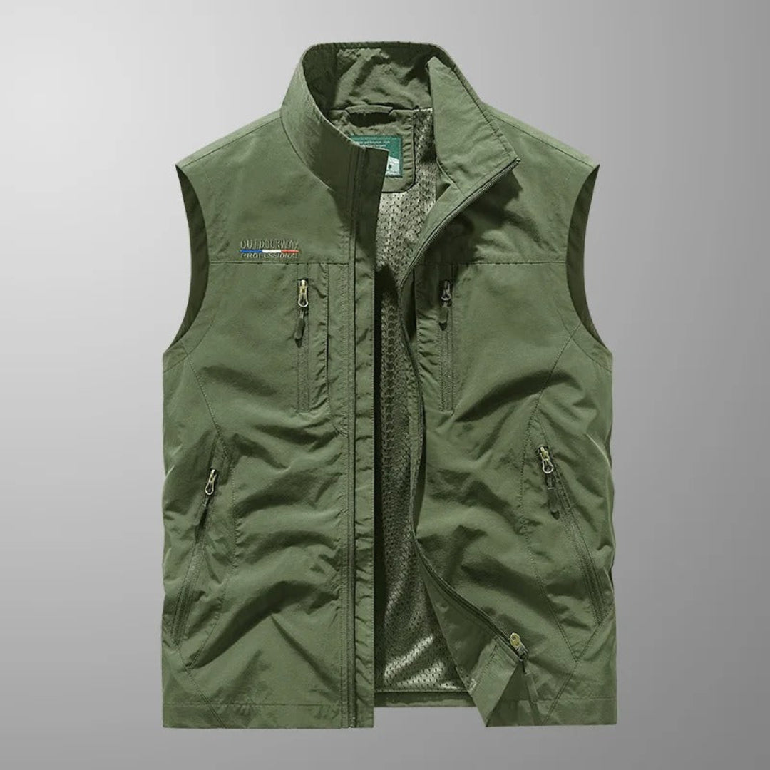 Abrigo/ Chaleco para Hombre con Bolsillos Volumen Colgante y Cierre Frontal de Cremallera
