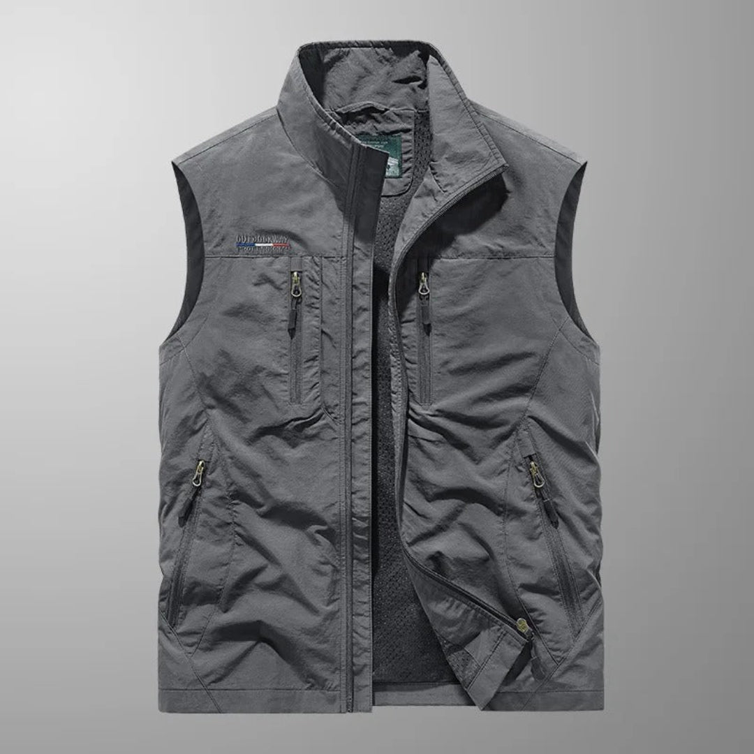 Abrigo/ Chaleco para Hombre con Bolsillos Volumen Colgante y Cierre Frontal de Cremallera