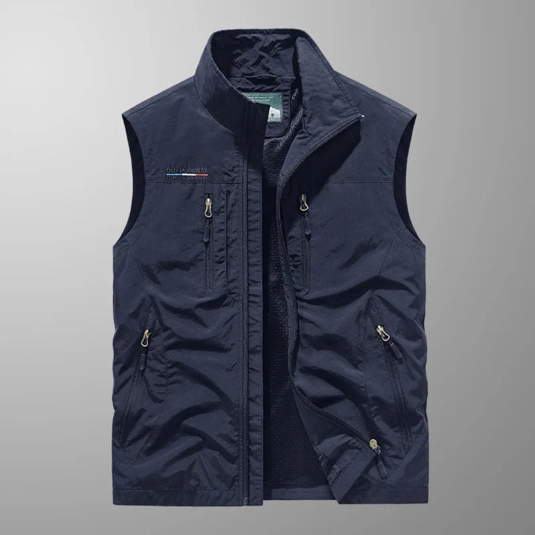 Abrigo/ Chaleco para Hombre con Bolsillos Volumen Colgante y Cierre Frontal de Cremallera