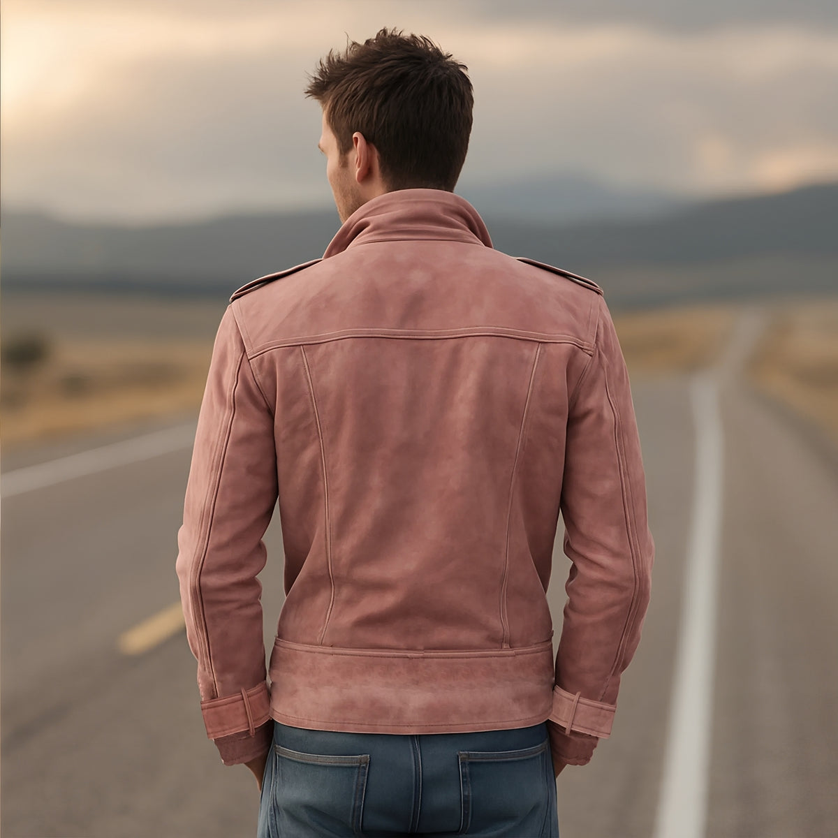 Abrigo doble botonadura para hombre con solapas anchas y hombreras estilo militar