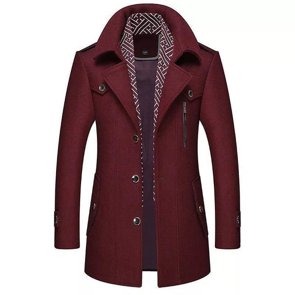 Abrigo trench clásico hombre doble botonadura con bolsillos laterales y forro estampado