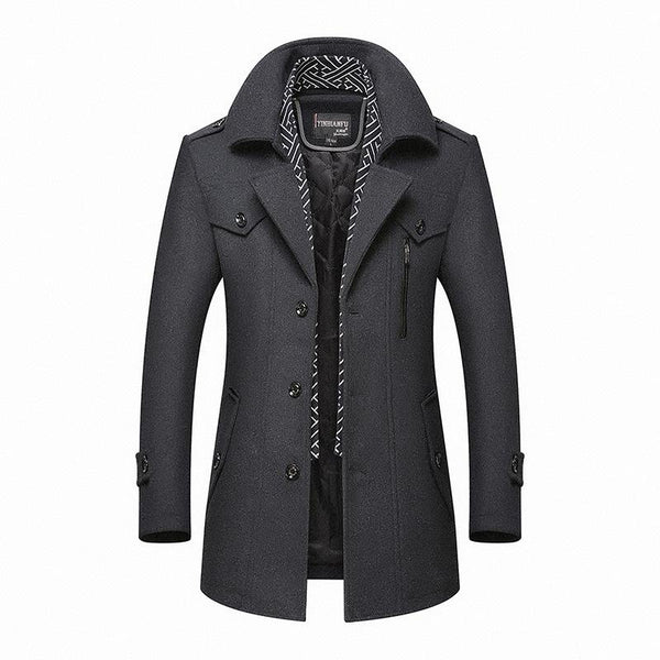 Abrigo trench clásico hombre doble botonadura con bolsillos laterales y forro estampado