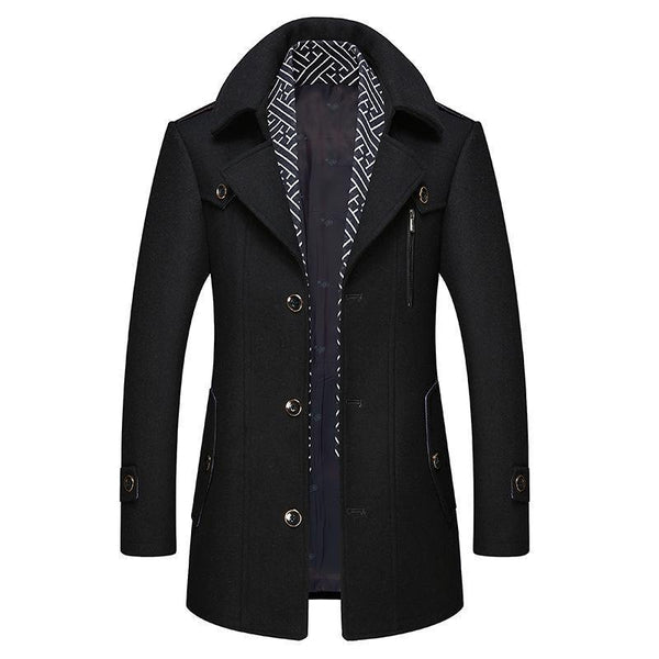 Abrigo trench clásico hombre doble botonadura con bolsillos laterales y forro estampado