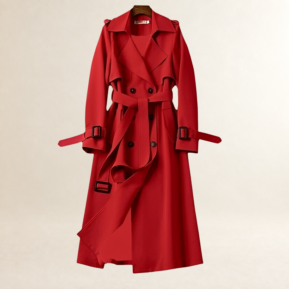 Abrigo trench mujer doble botonadura cinturón ajustable corte clásico