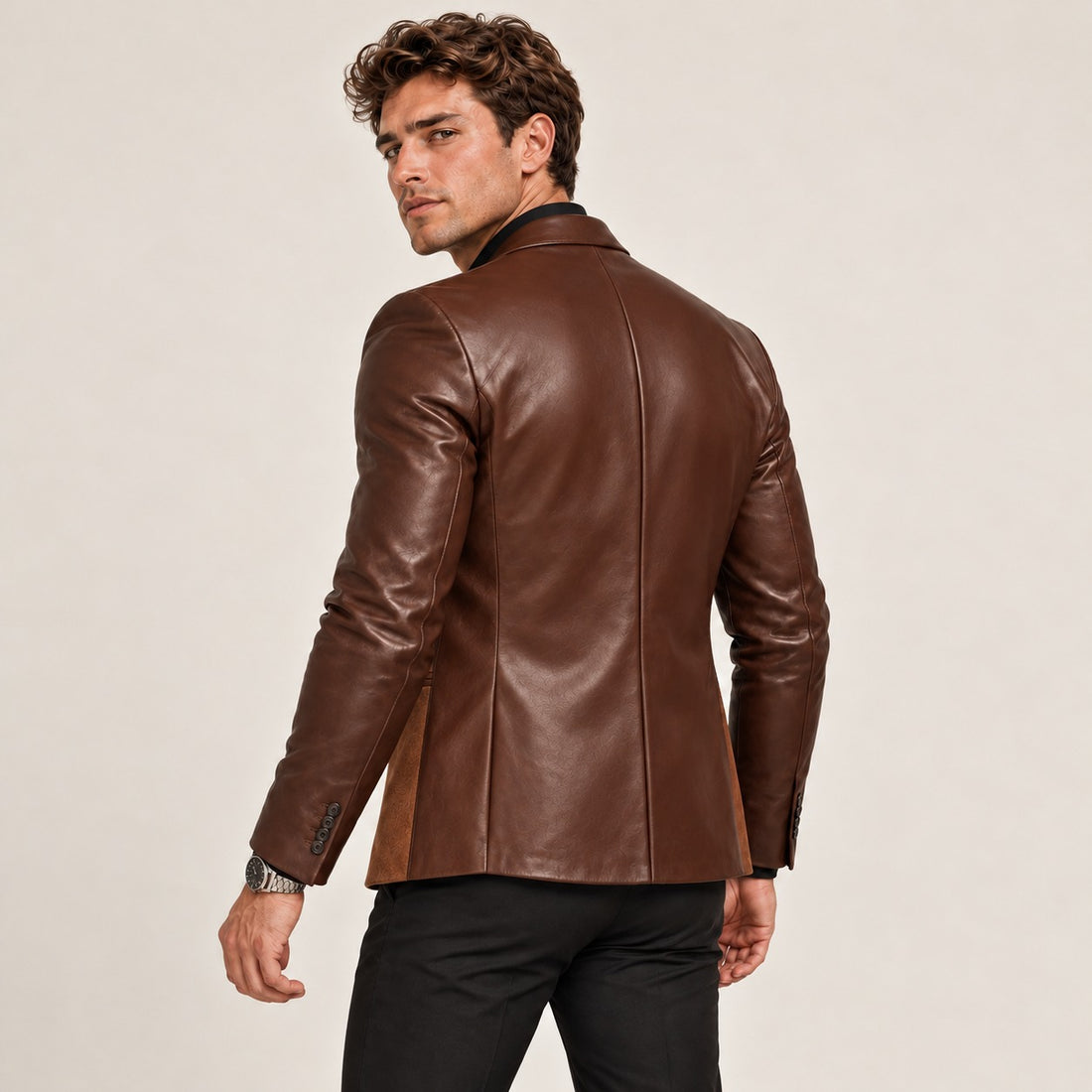 Americana para hombre blazer de corte entallado con solapa en pico y diseño bicolor