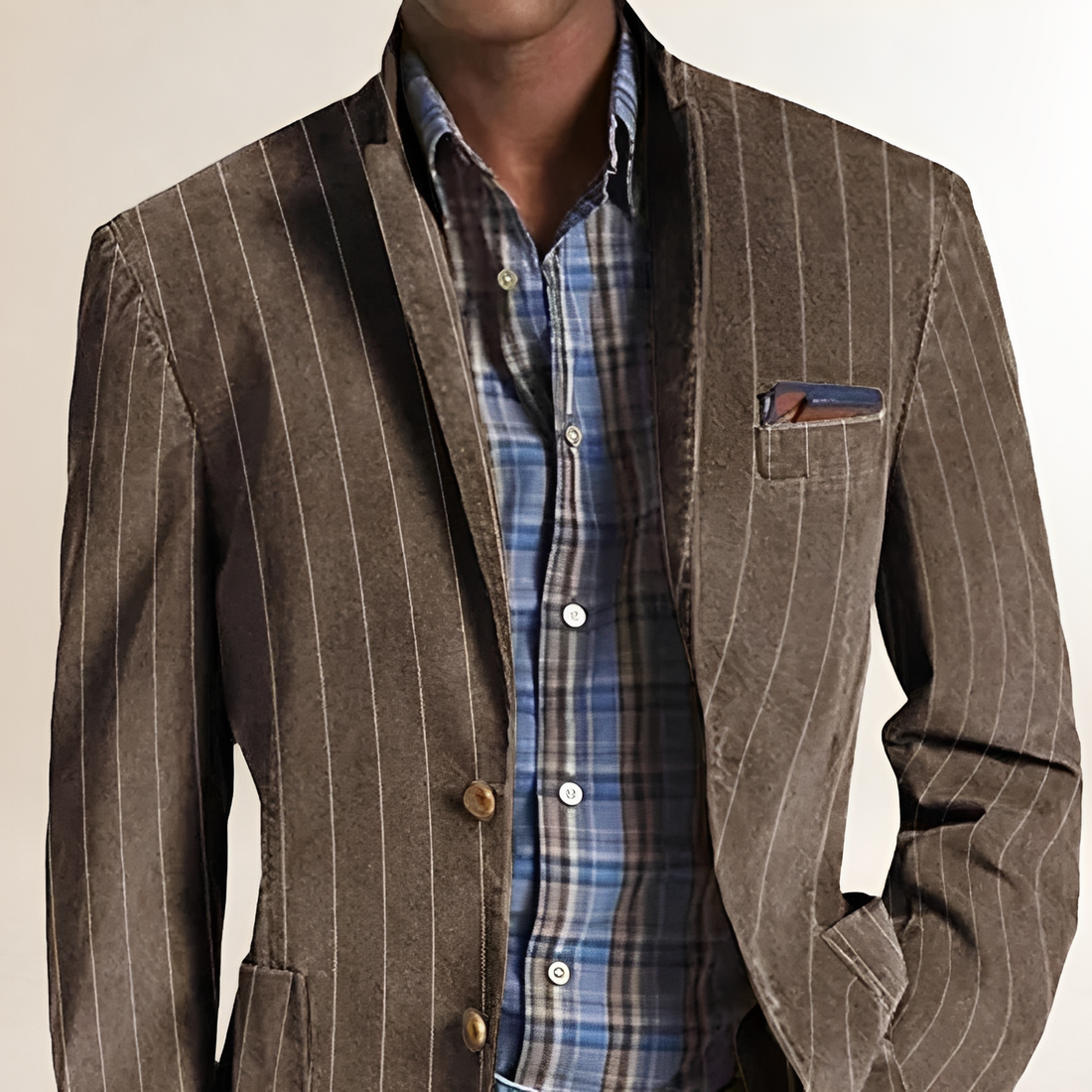 Americana para hombre con solapa de muesca y parches en los codos - Corte regular