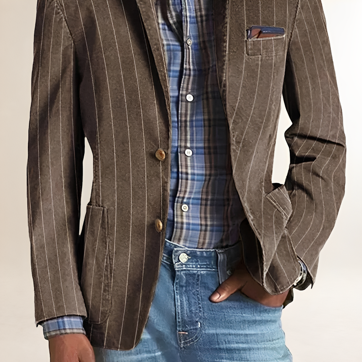 Americana para hombre con solapa de muesca y parches en los codos - Corte regular