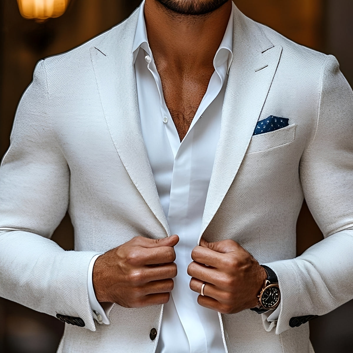Americana para hombre con solapa de pico y cierre de dos botones - corte regular