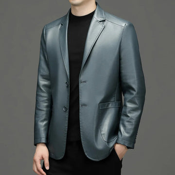 Americana para hombre - Cuello casual con cierre de dos botones y bolsillos