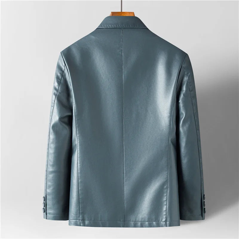 Americana para hombre - Cuello casual con cierre de dos botones y bolsillos