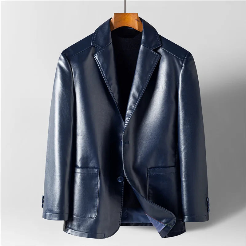 Americana para hombre - Cuello casual con cierre de dos botones y bolsillos
