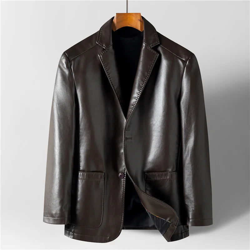Americana para hombre - Cuello casual con cierre de dos botones y bolsillos