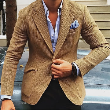 Americana para hombre de corte ajustado y solapa clásica - Cierre simple y estilo versátil
