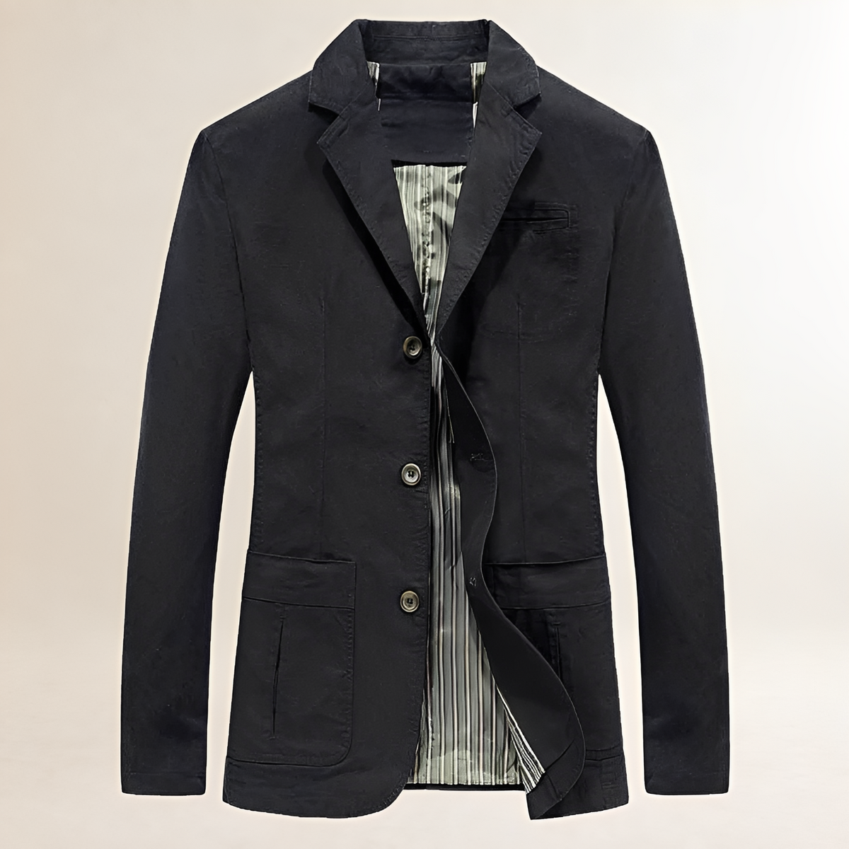 Americano casual para hombre blazer ligero de corte entallado con botones y bolsillos múltiples