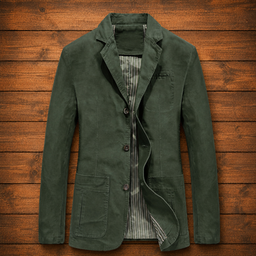 Americano de hombre blazer casual de un solo botón con solapa clásica y corte recto