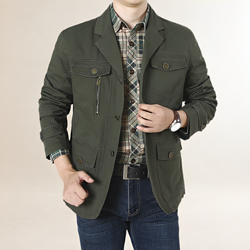 Blazer casual para hombre con múltiples bolsillos y cierre de botones - ajuste regular