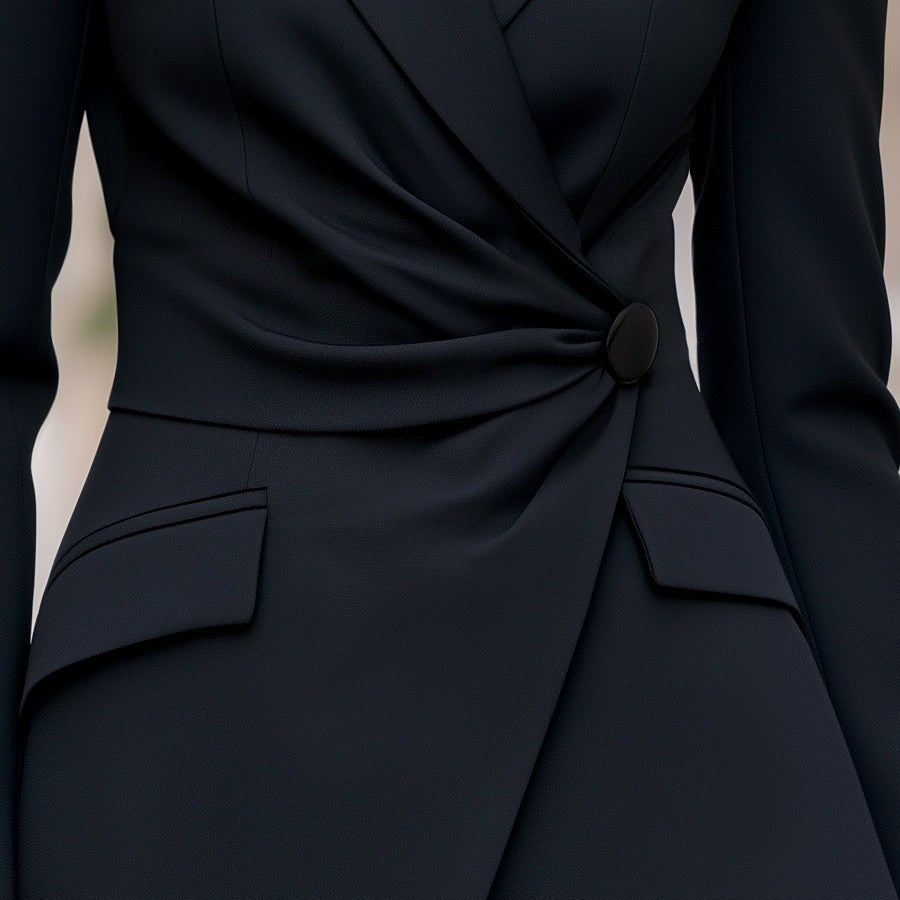 Blazer de manga larga para mujer con frente asimétrico y corte entallado