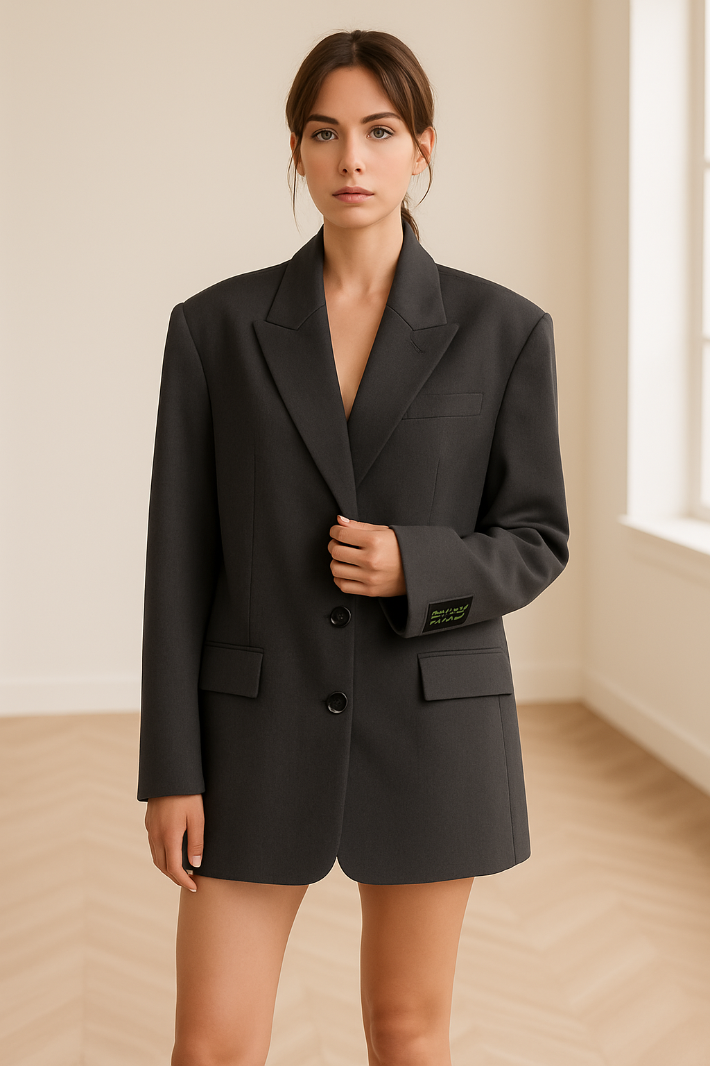 Blazer mujer oversize con cierre de botones y solapas de muesca