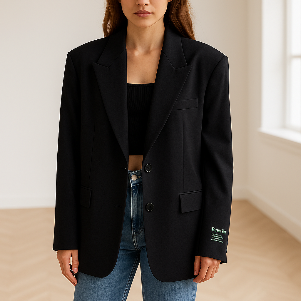 Blazer mujer oversize con cierre de botones y solapas de muesca