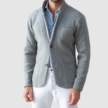 Blazer para hombre con cierre de dos botones y bolsillos de parche - ajuste regular