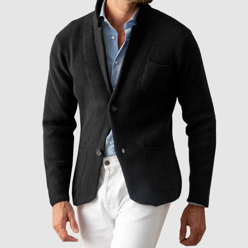 Blazer para hombre con cierre de dos botones y bolsillos de parche - ajuste regular