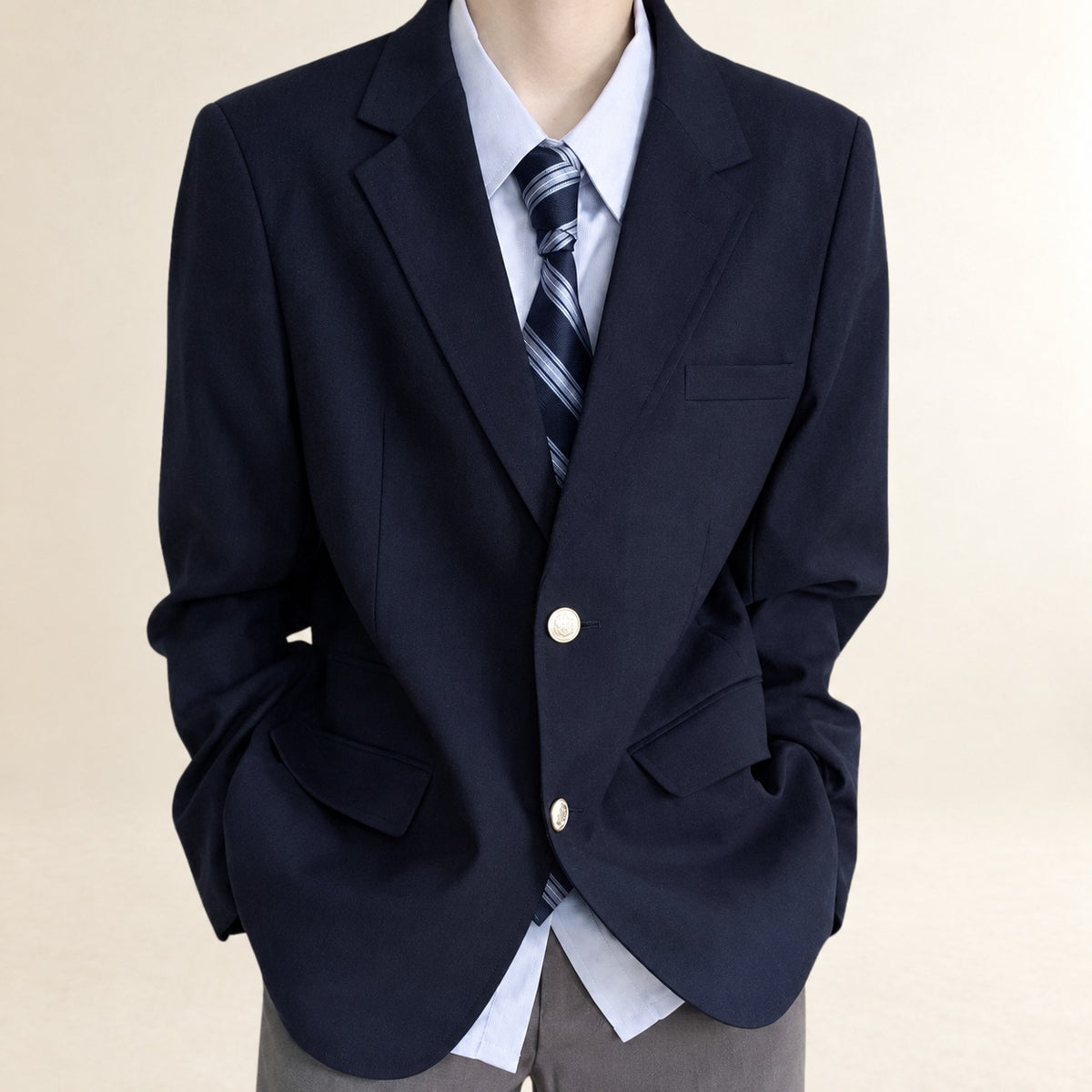 Blazer para hombre de corte clásico con doble botonadura y botones dorados
