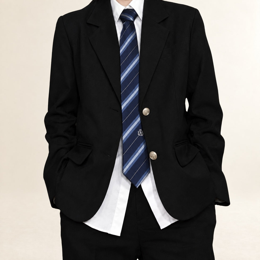 Blazer para hombre de corte clásico con doble botonadura y botones dorados