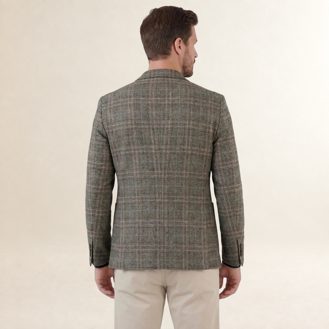 Blazer para hombre de corte entallado con diseño a cuadros y botones frontales