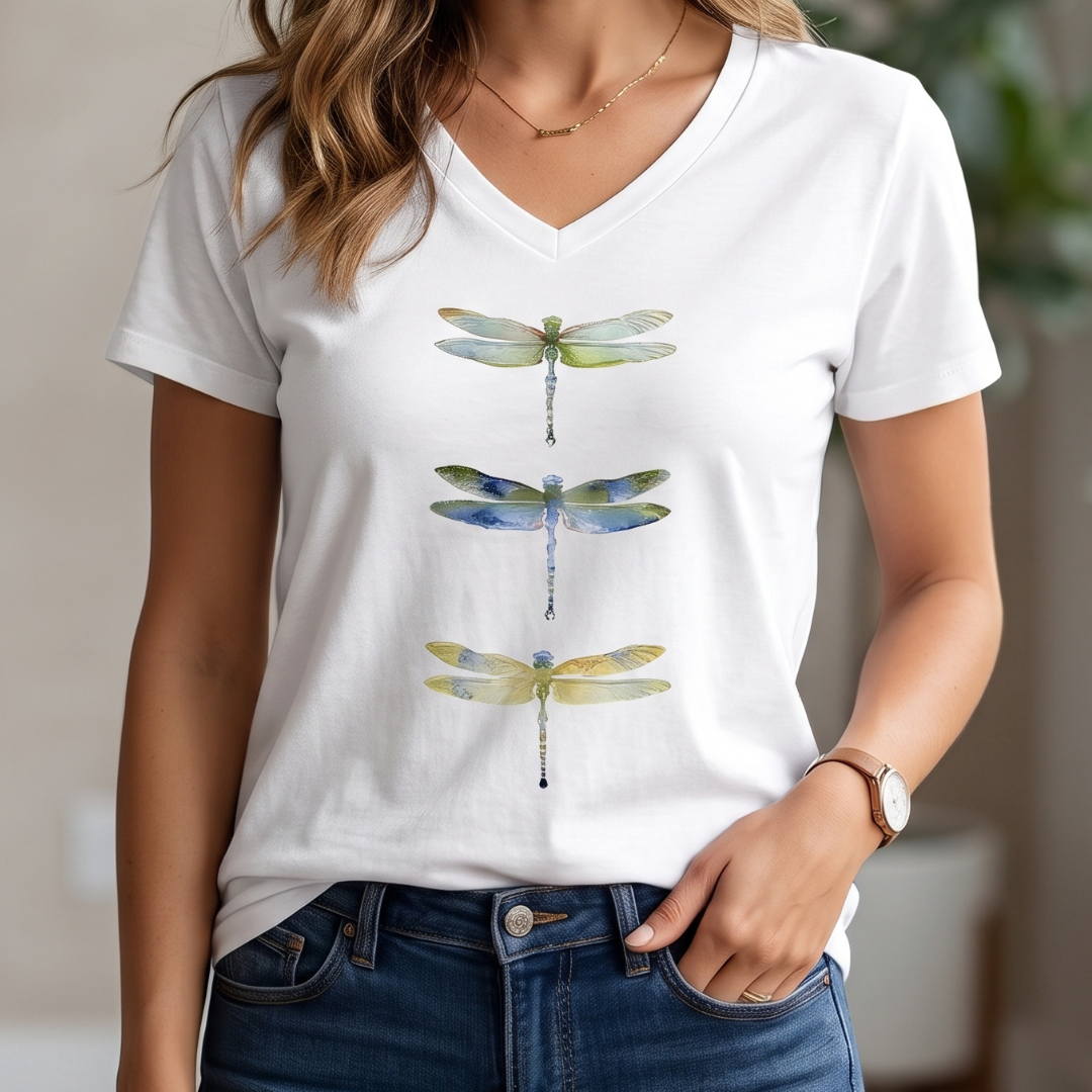 Blusa mujer con escote en V, manga corta y ajuste holgado con estampado vertical