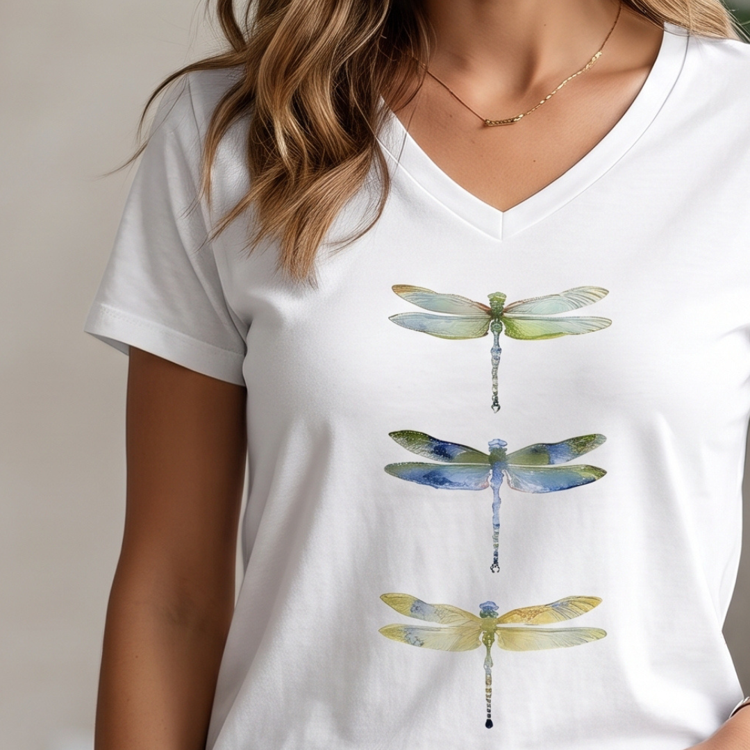 Blusa mujer con escote en V, manga corta y ajuste holgado con estampado vertical