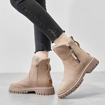 Botines de invierno para mujer con suela gruesa forro cálido cierre de cremallera altura tobillo