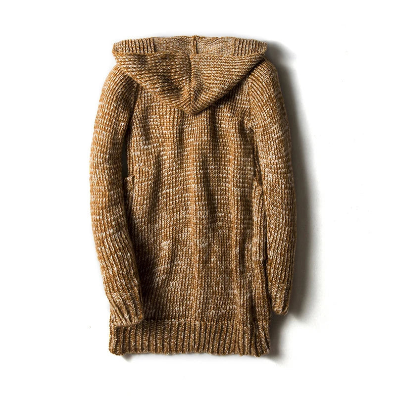 Cárdigan con capucha para hombre con botones y bolsillos laterales