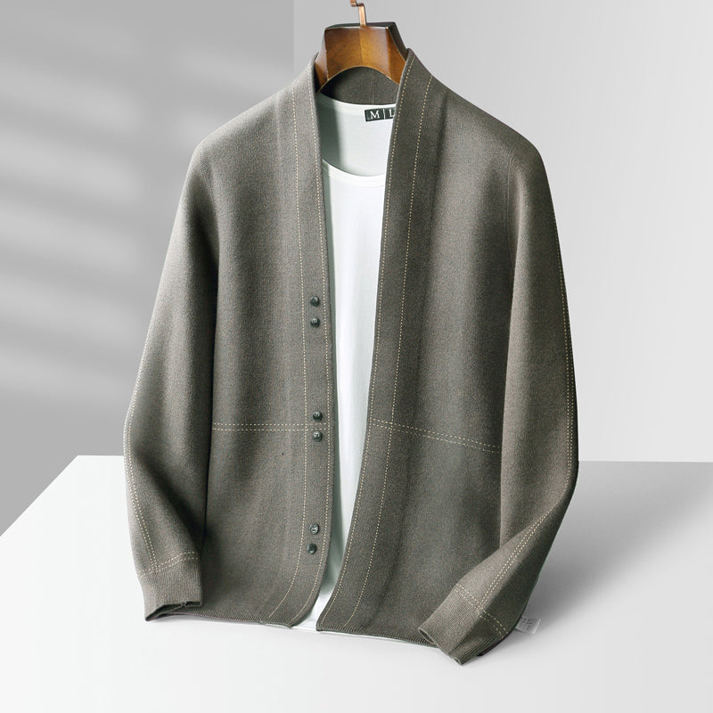 Cárdigan para hombre con botones y costuras en contraste - corte regular