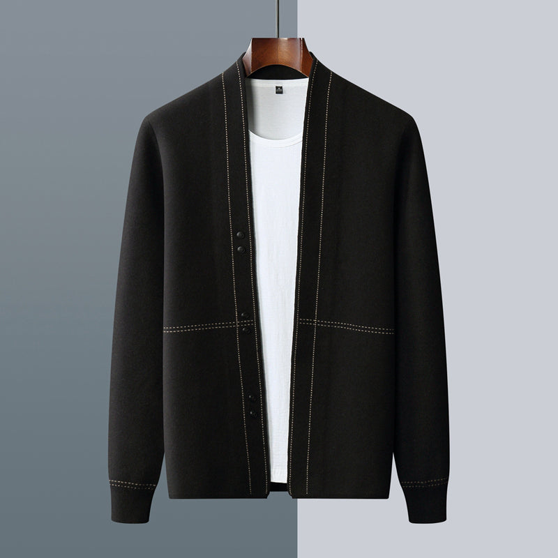 Cárdigan para hombre con botones y costuras en contraste - corte regular
