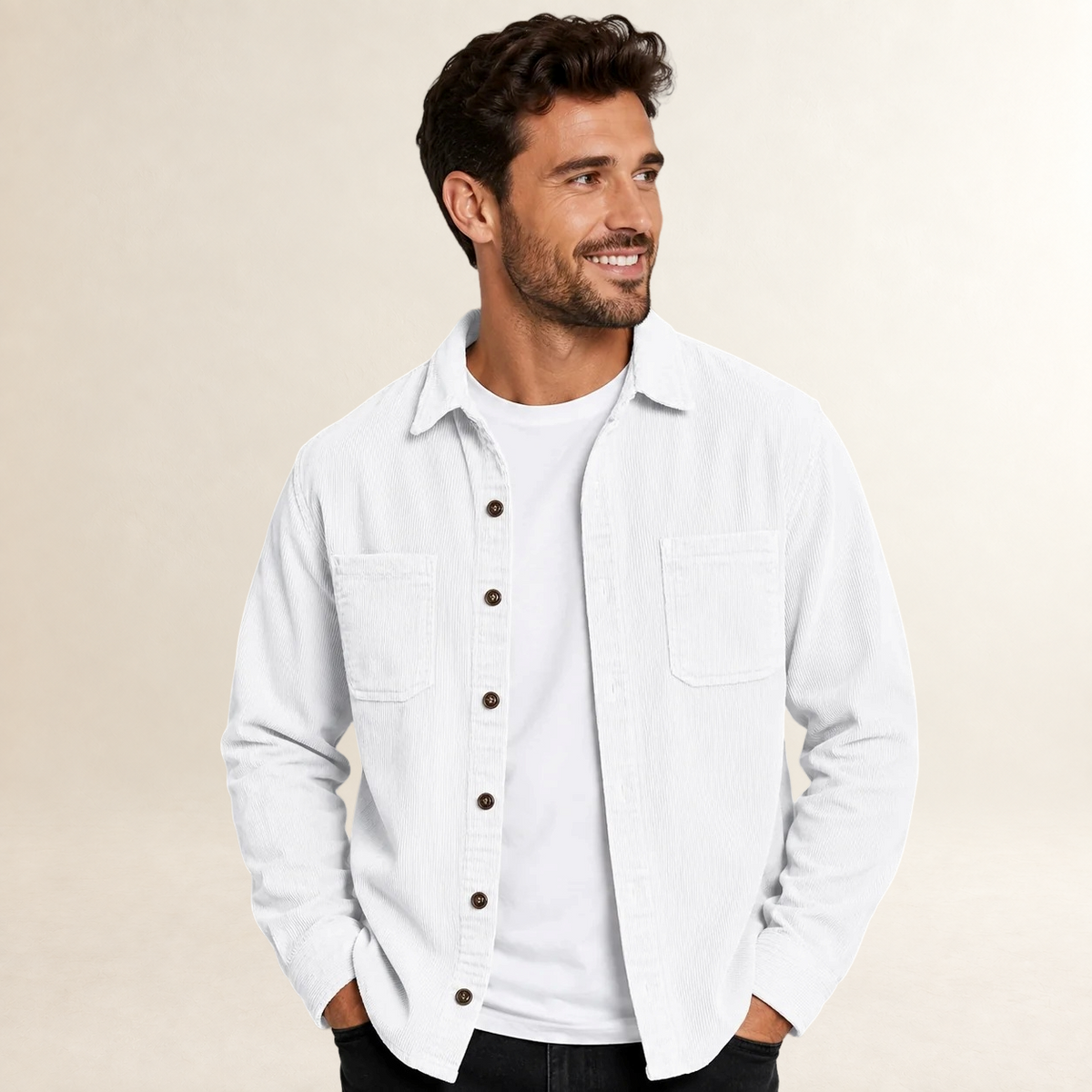 Camisa de hombre overshirt con cuello solapa y cierre de botones - corte regular