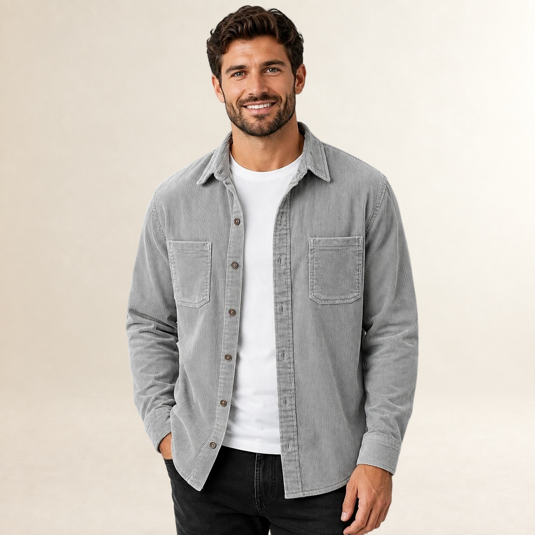 Camisa de hombre overshirt con cuello solapa y cierre de botones - corte regular