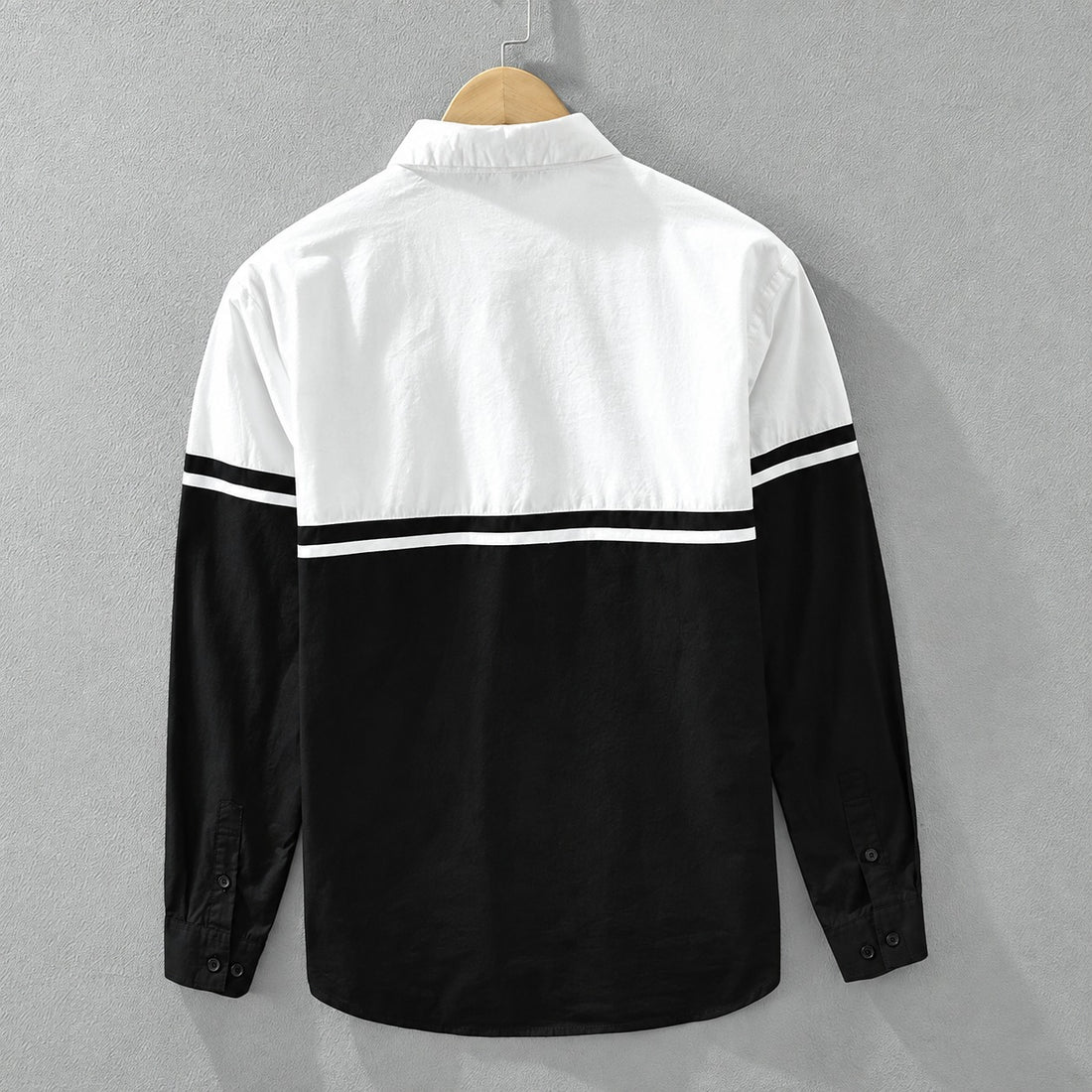Camisa de manga larga para hombre con diseño en bloques de color cierre de botones ajuste regular
