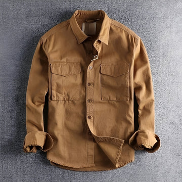 Camisa de trabajo para hombre con cierre de botones y bolsillos en el pecho