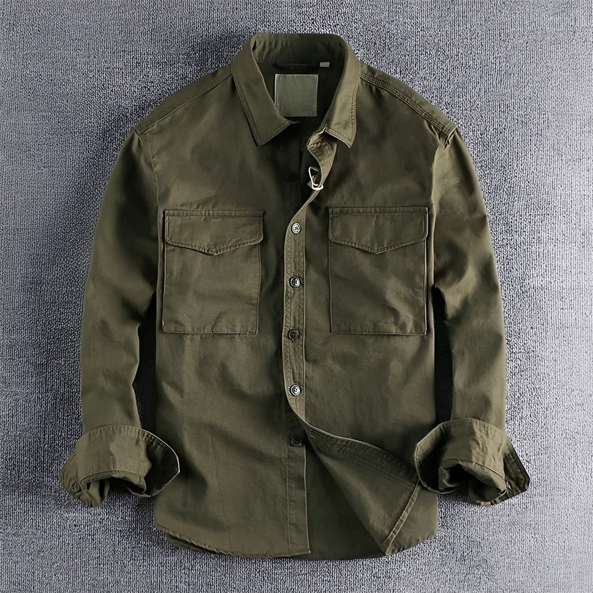 Camisa de trabajo para hombre con cierre de botones y bolsillos en el pecho