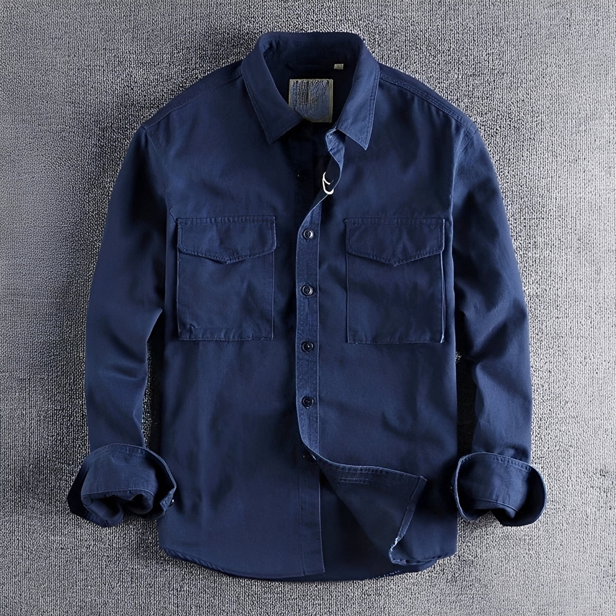 Camisa de trabajo para hombre con cierre de botones y bolsillos en el pecho