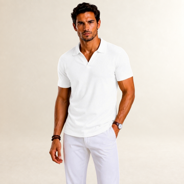 Camisa polo de hombre de manga corta con diseño texturizado y corte regular