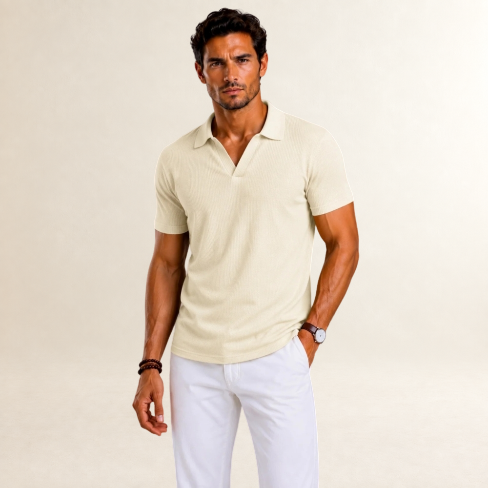 Camisa polo de hombre de manga corta con diseño texturizado y corte regular