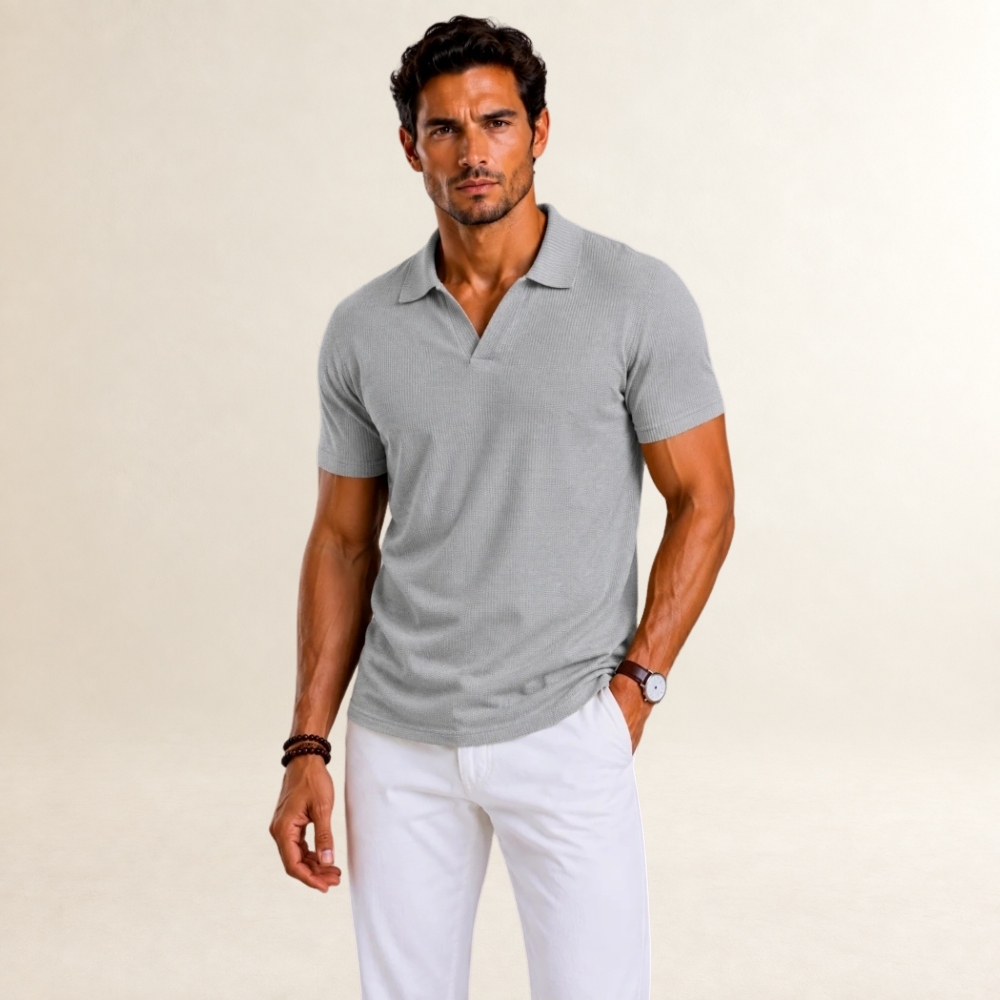 Camisa polo de hombre de manga corta con diseño texturizado y corte regular