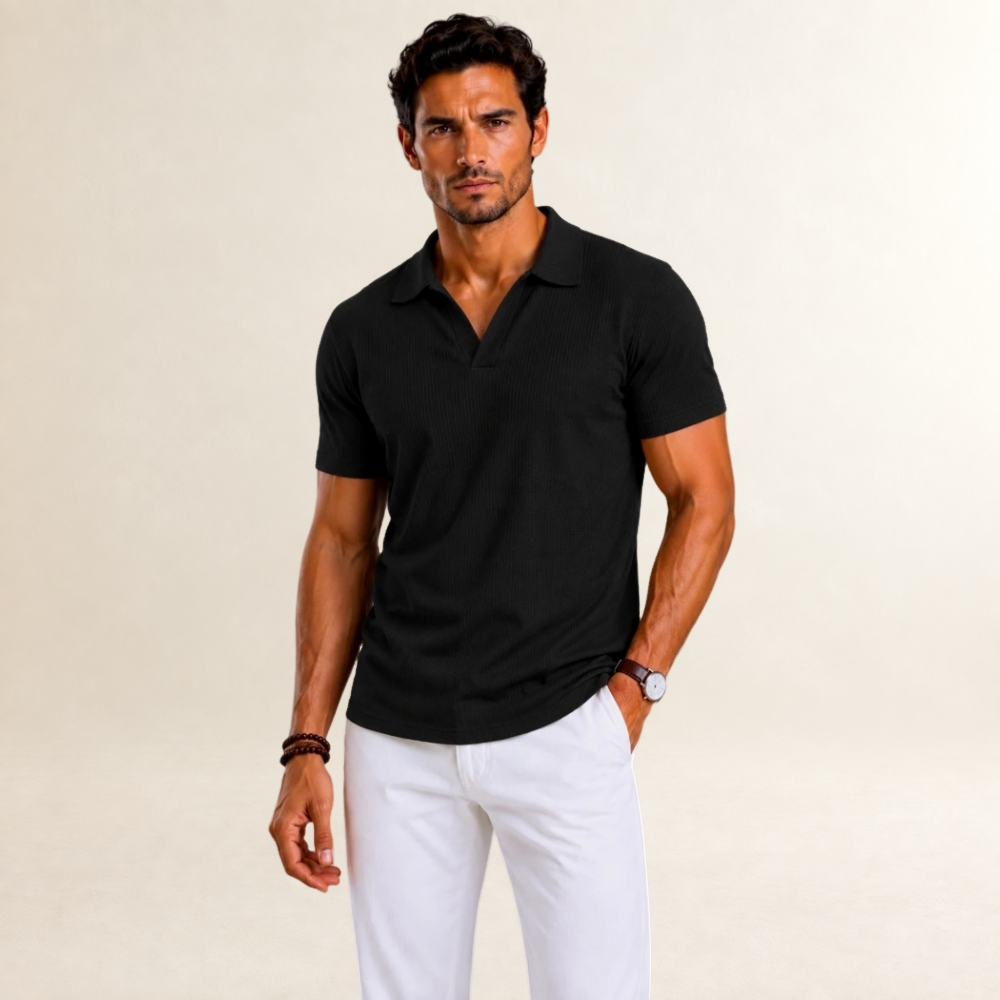 Camisa polo de hombre de manga corta con diseño texturizado y corte regular
