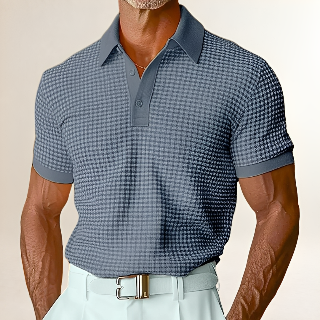 Camisa polo para hombre manga corta con patrón texturizado y ajuste relajado