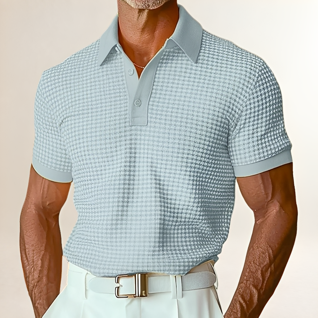 Camisa polo para hombre manga corta con patrón texturizado y ajuste relajado